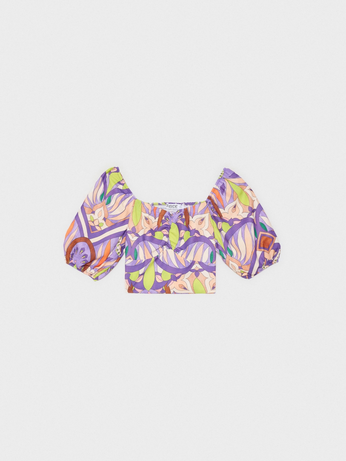 %Pto% Honeycomb total print blouse lilac