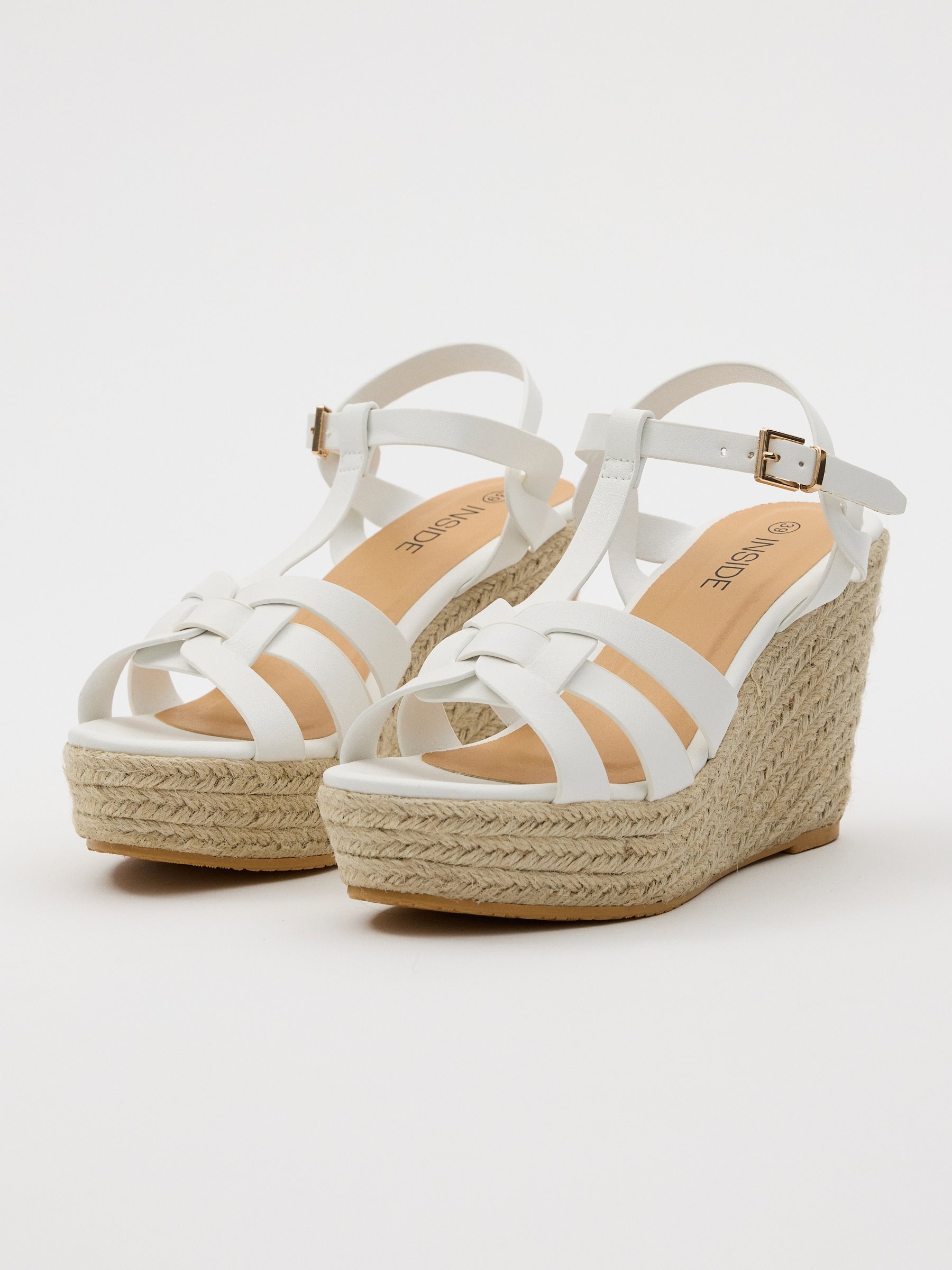 Jute wedge with strips white
