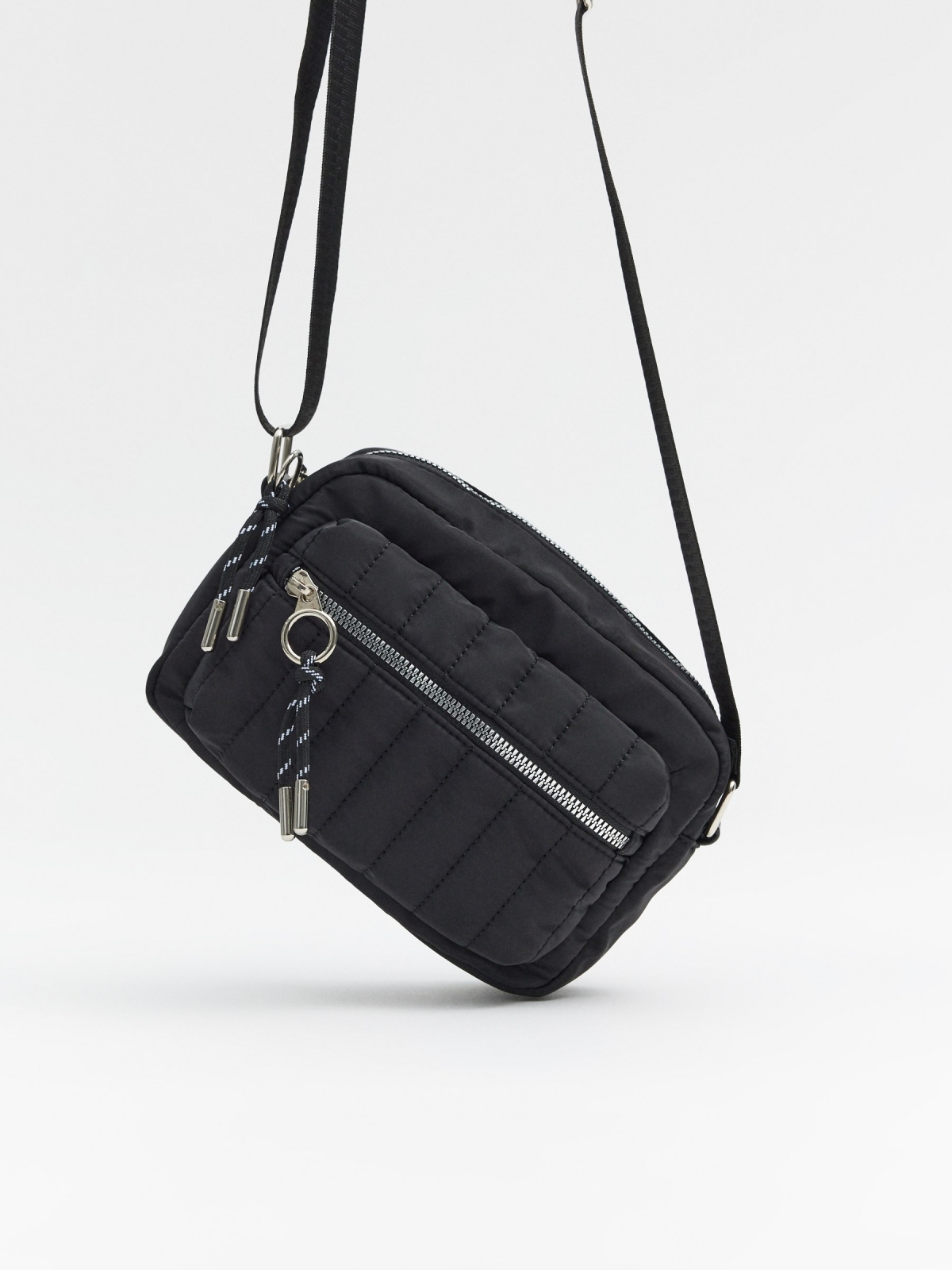 Crossbody bag pockets black detail view