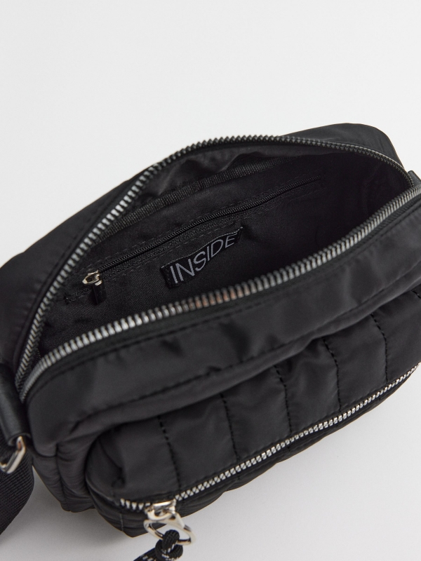 Crossbody bag pockets black detail view