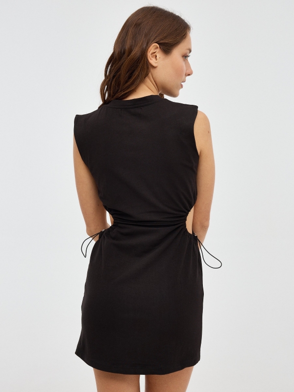 Mini cut out dress with ruffles black middle back view