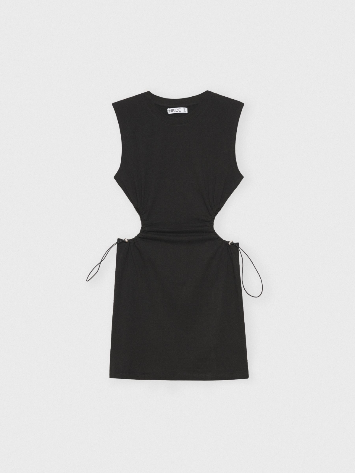 %Pto% Vestido mini cut out fruncidos negro