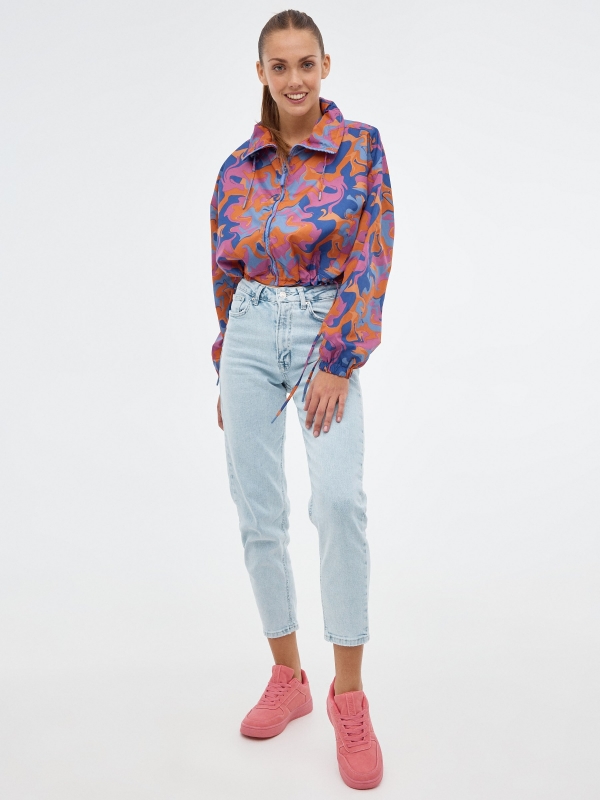 Colorful printed jacket multicolor front view