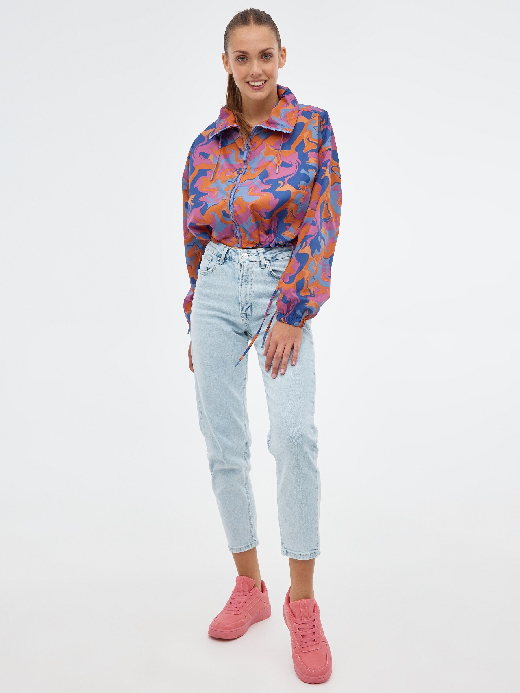 Colorful printed jacket multicolor middle front view