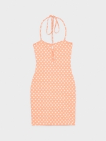 %Pto% Flower print mini halter dress salmon