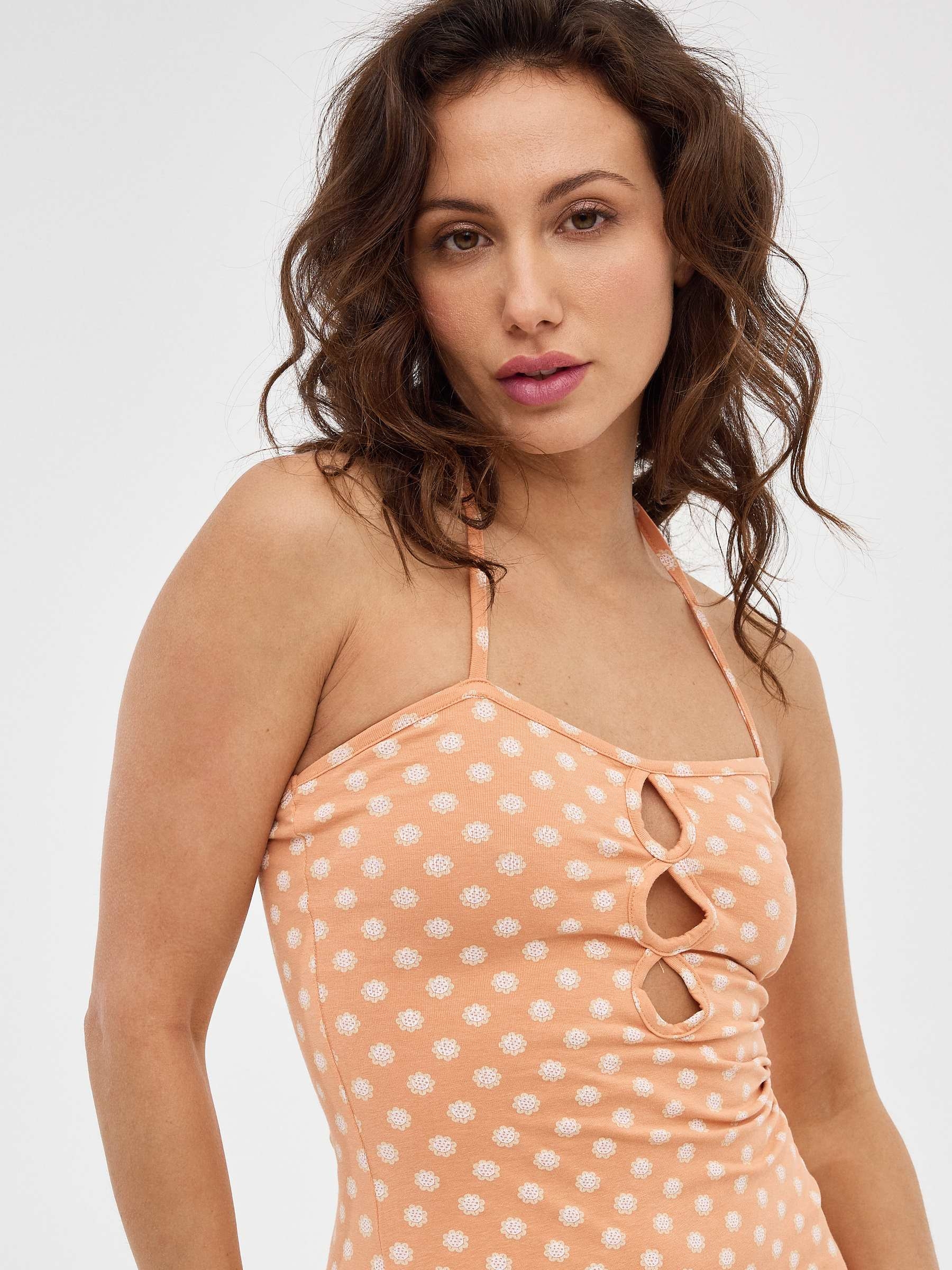 Flower print mini halter dress