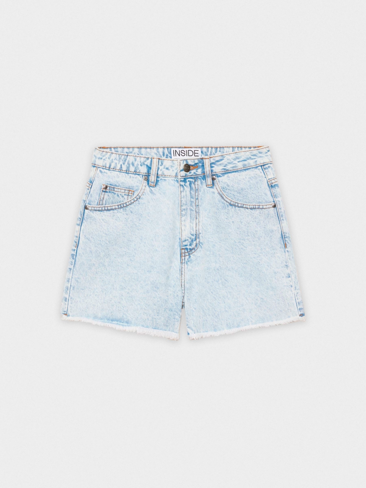 %Pto% Shorts denim desilachados azul claro vista frontal