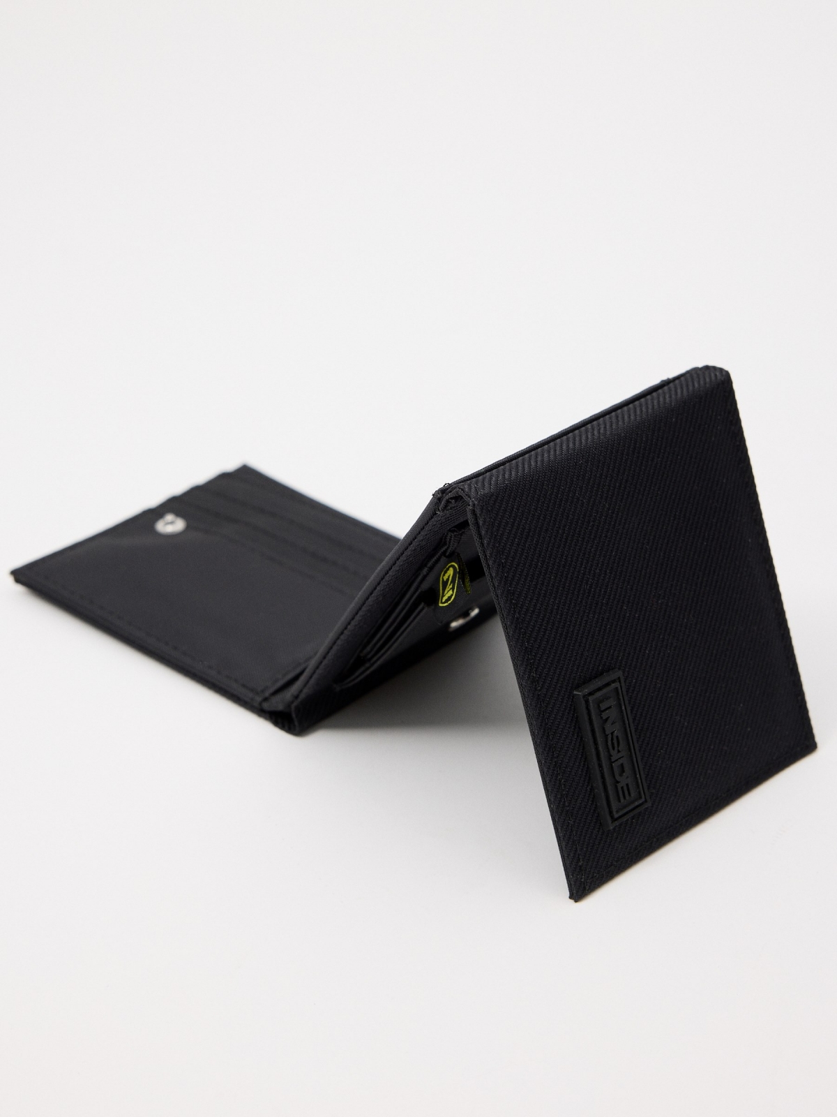 Textured nylon wallet black 45º side view