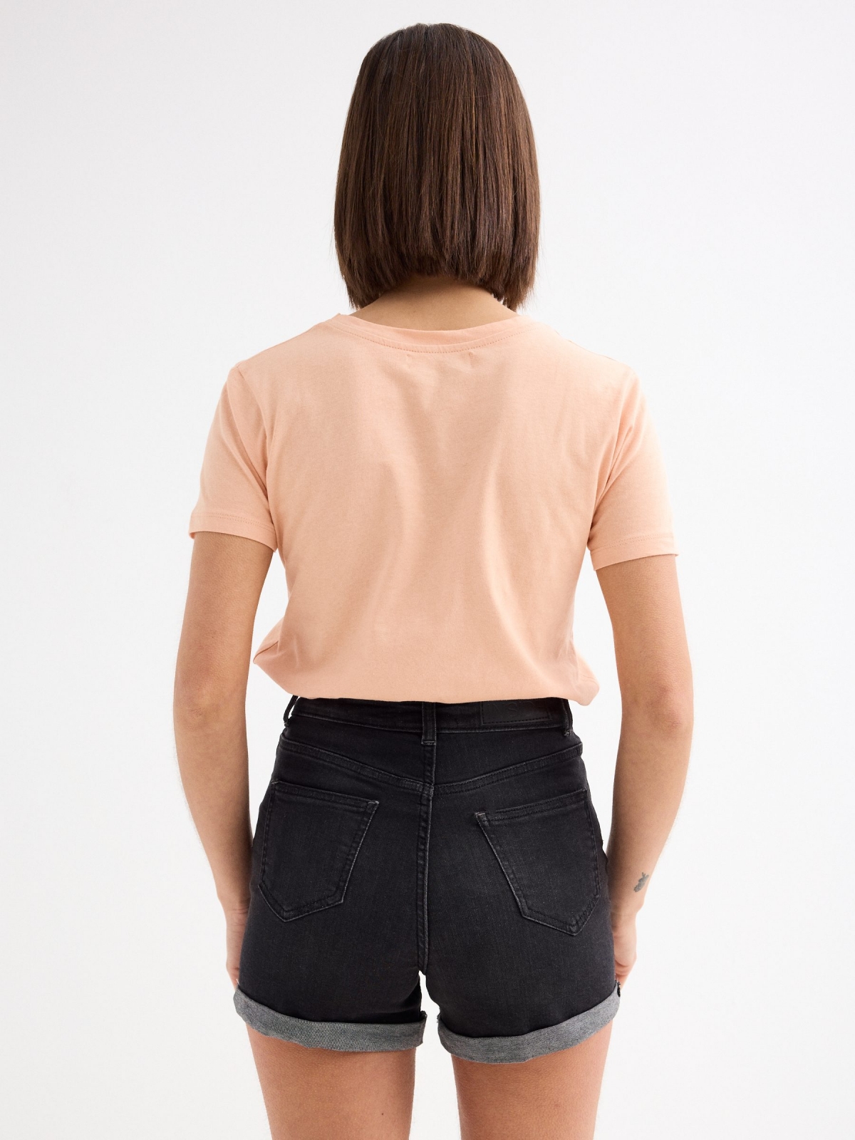 Denim high rise slim shorts black