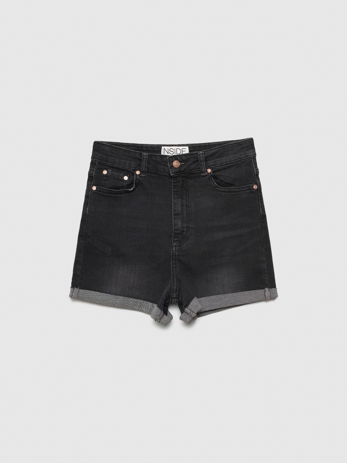 %Pto% Short denim high rise slim negro
