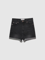%Pto% Denim high rise slim shorts black