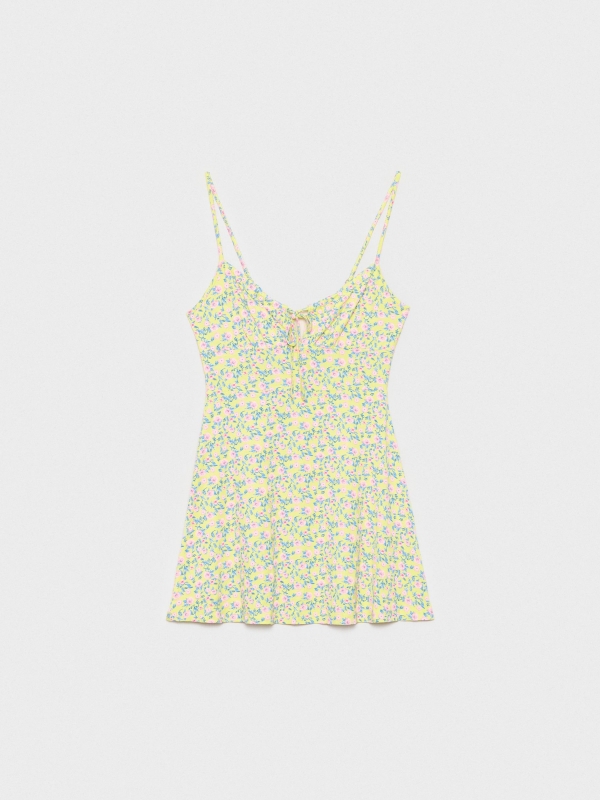  Floral print mini straps dress lime