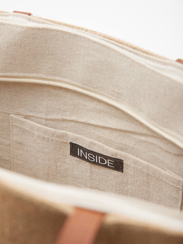 Bolso tote de yute beige vista detalle