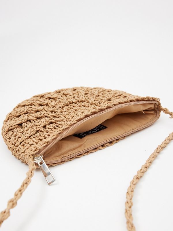 Half moon fiber bag camel detail view