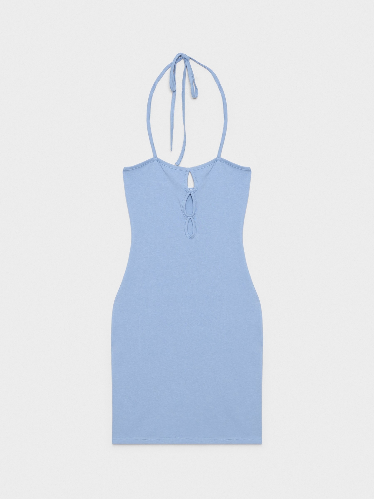 %Pto% Vestido mini halter azul azul acero