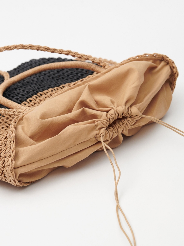 Saco em fibra bicolor camel vista detalhe