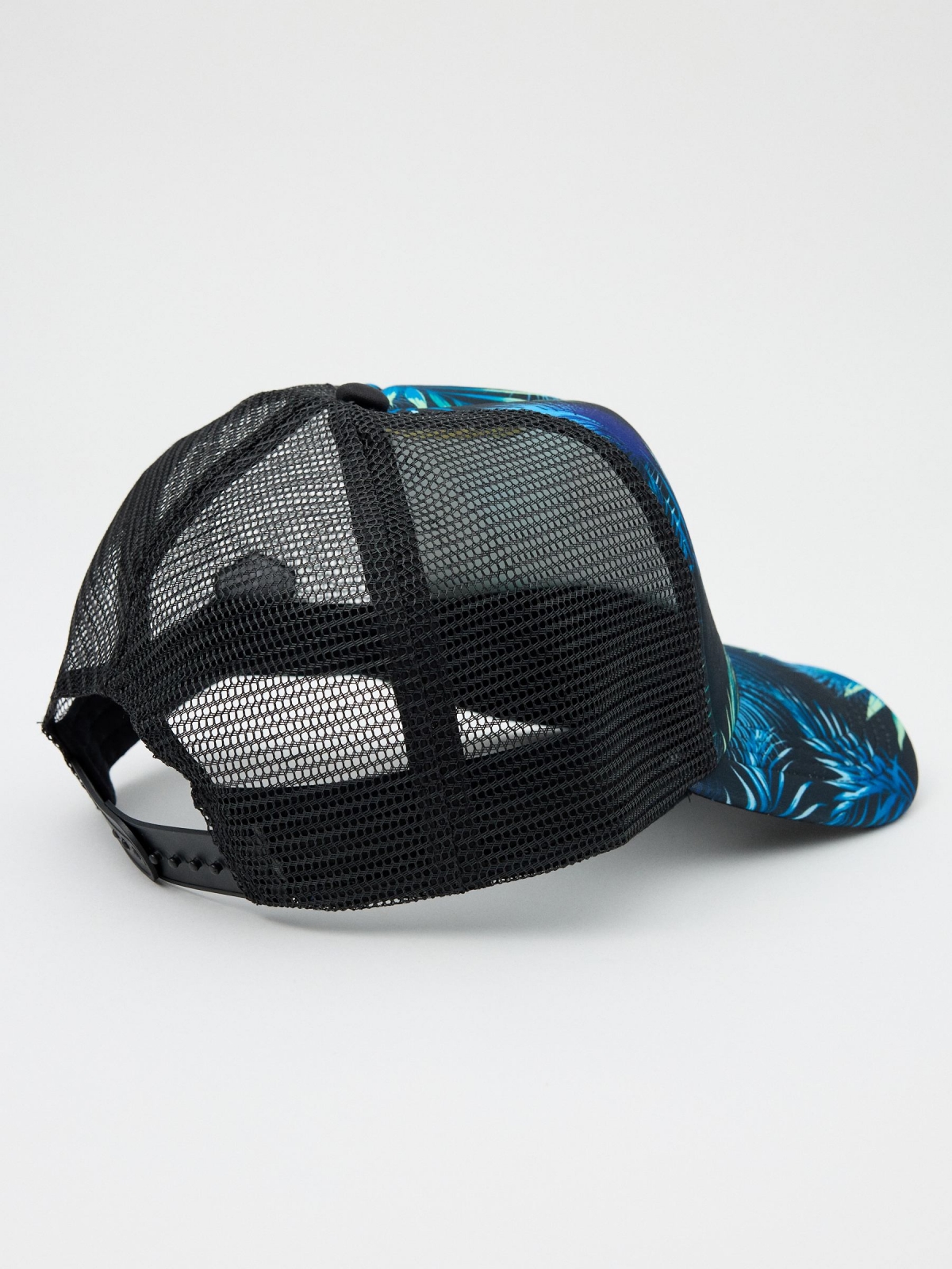 Tropic print trucker cap blue detail view