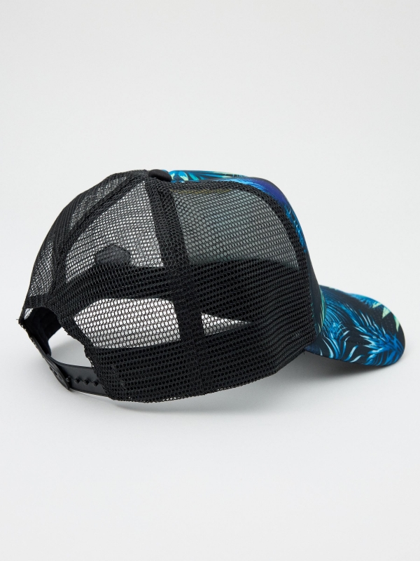 Gorra trucker estampado tropic azul vista detalle