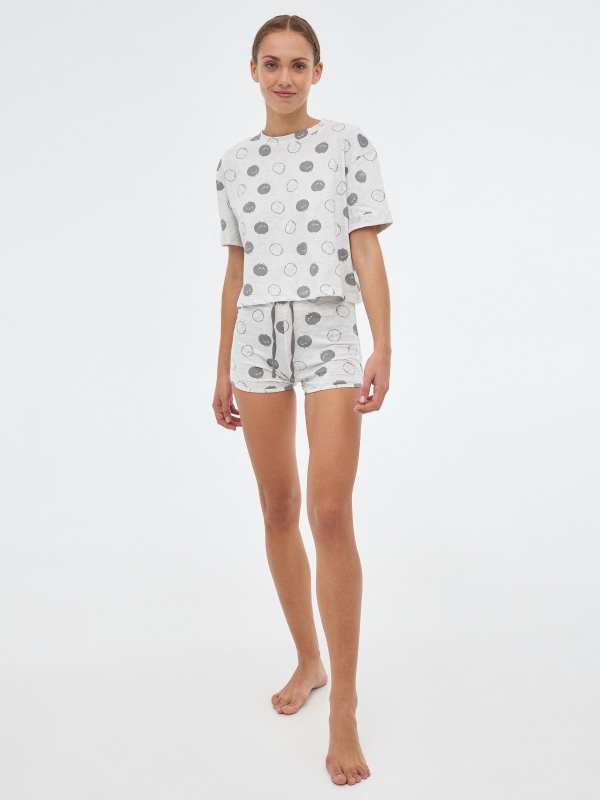 Pajamas cats print light grey