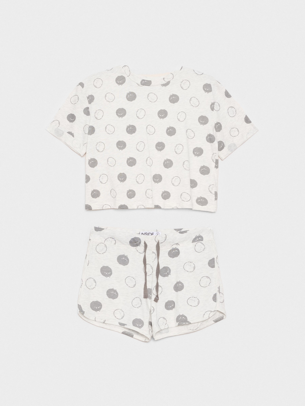 %Pto% Pajamas cats print light grey