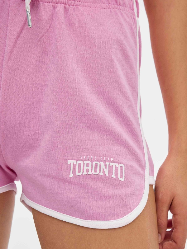 Elastic waist shorts bubblegum pink detail view
