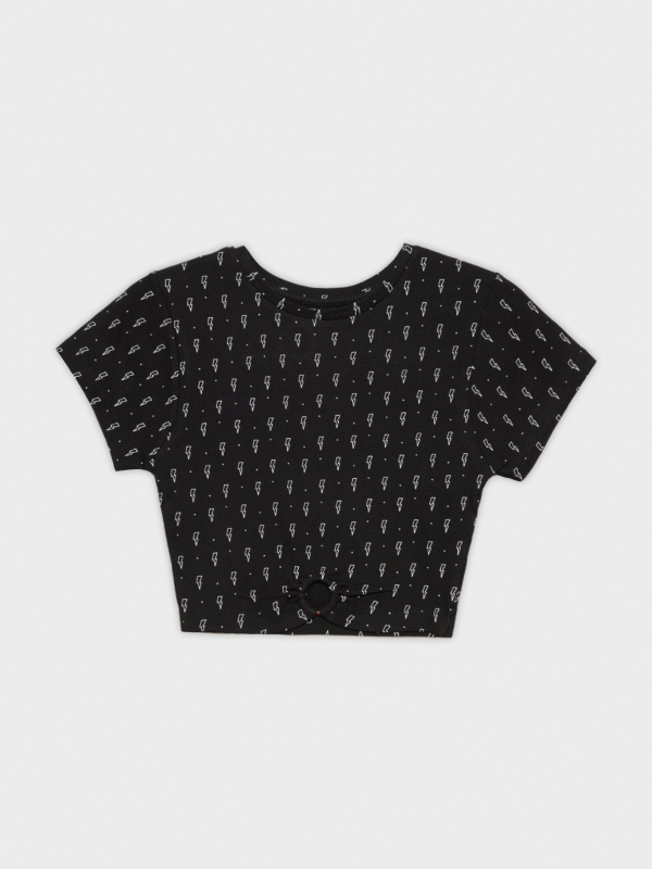  Crop T-shirt with print ring black