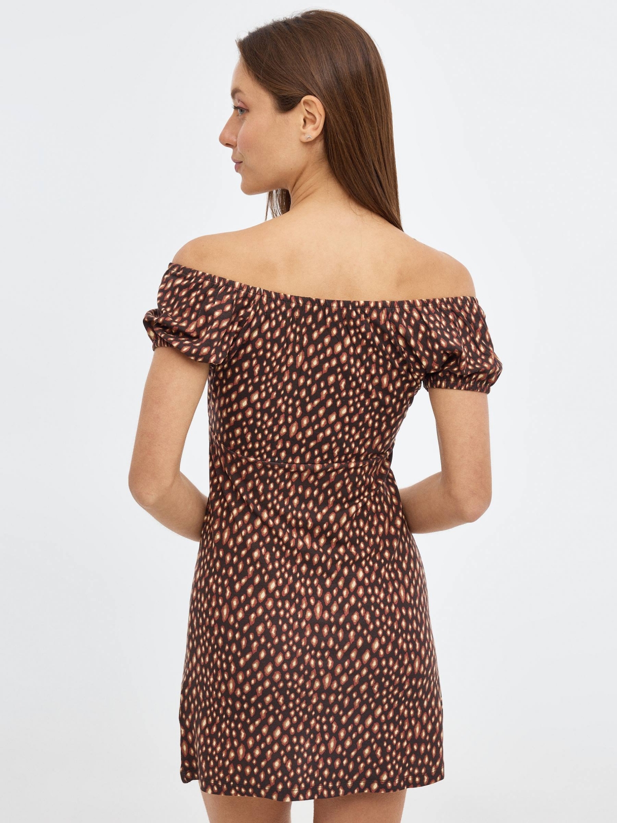 Mini dress rustic neckline multicolor middle back view