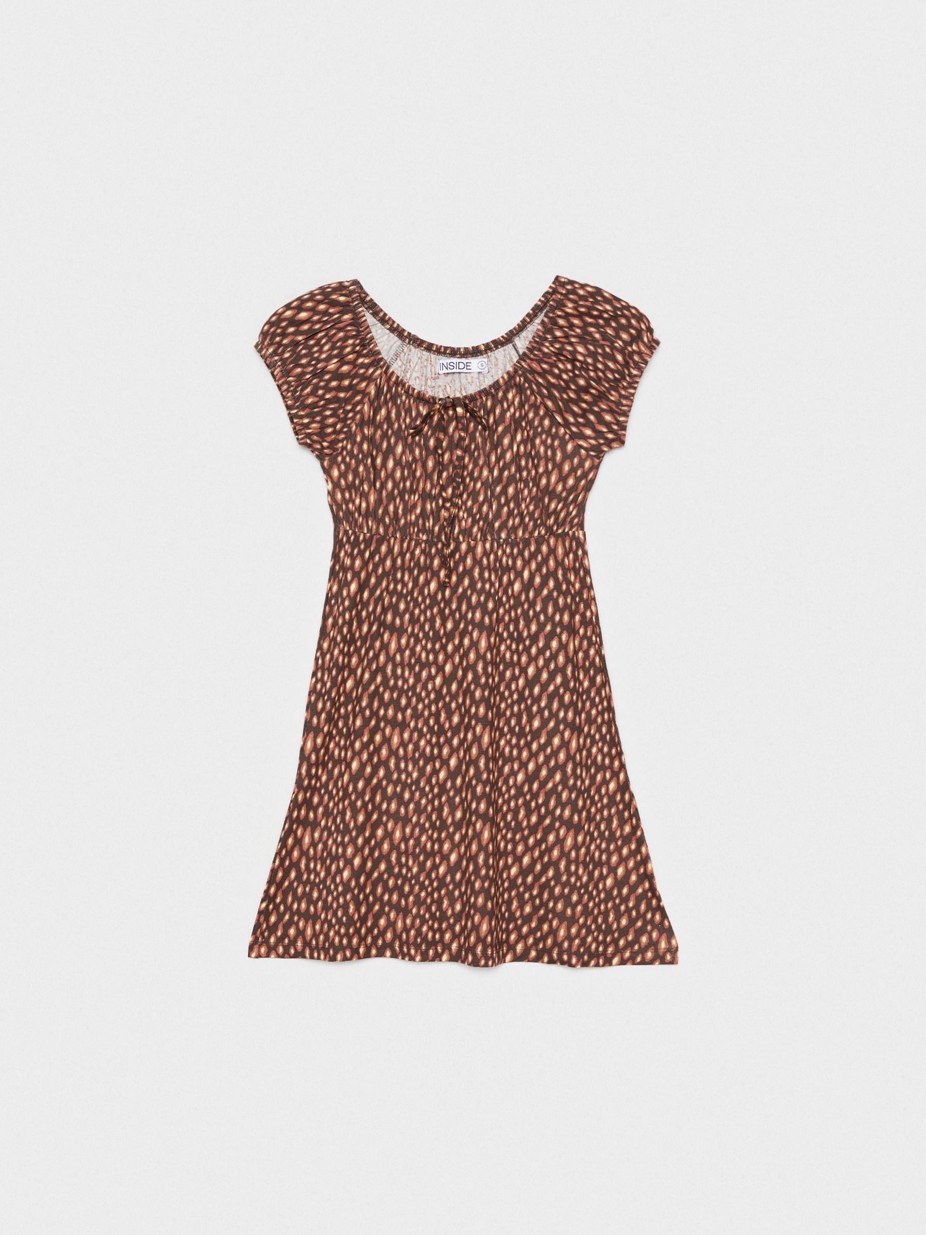 Mini dress rustic neckline multicolor middle front view