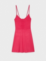 %Pto% Vestido mini liso fruncido magenta