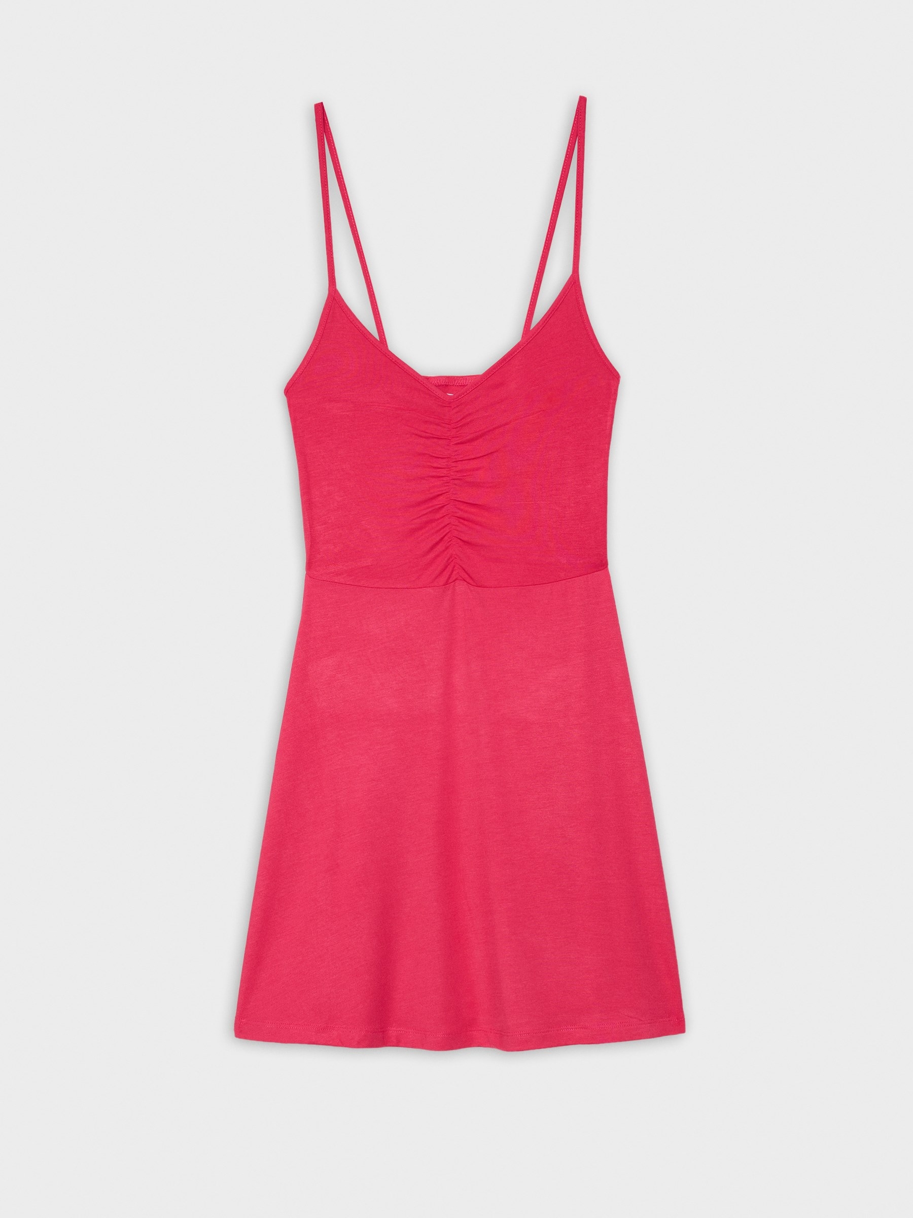 Vestido mini liso fruncido