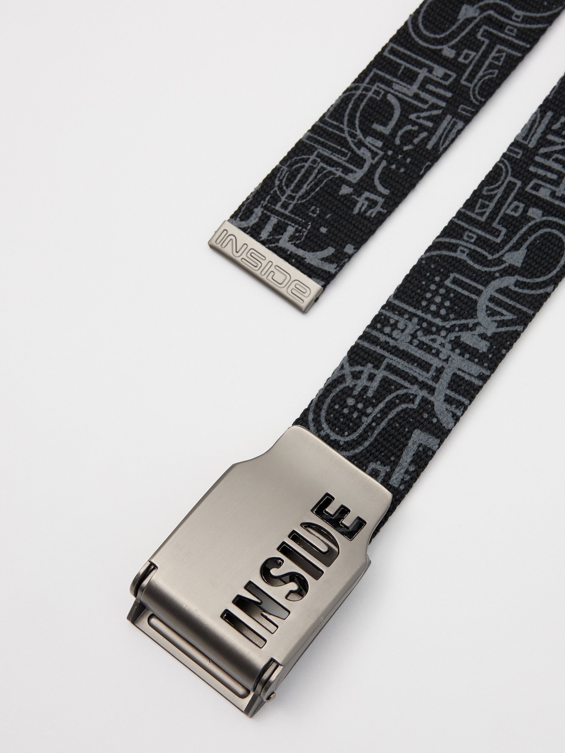 Men's printed canvas belt black