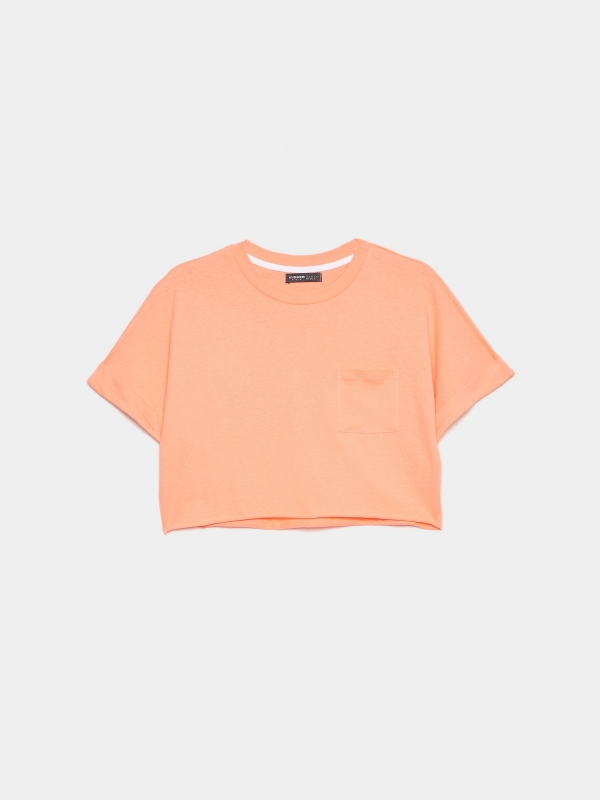  Camiseta de bolso recortada laranja vista frontal