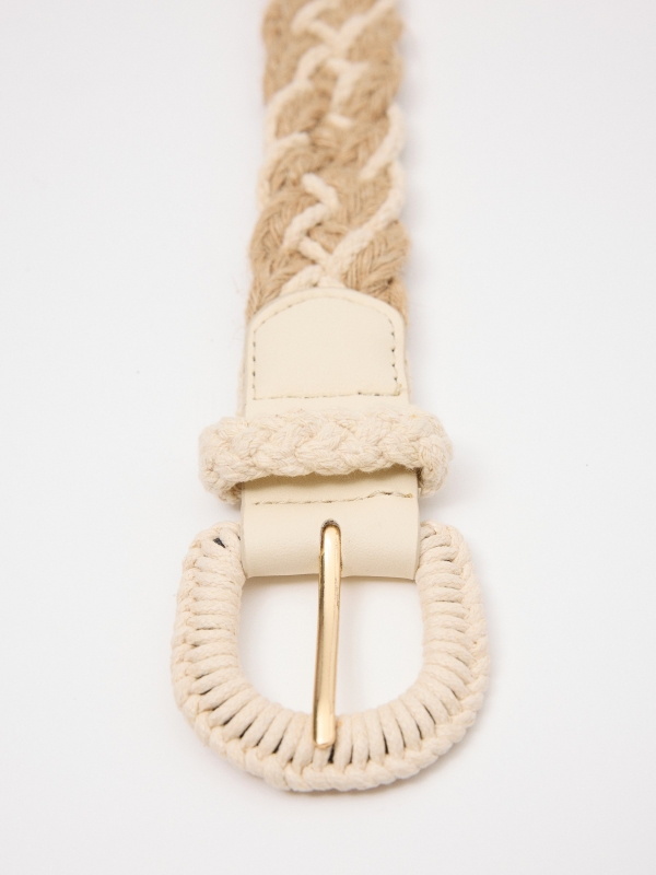 Macrame de juta de cinto bege vista detalhe
