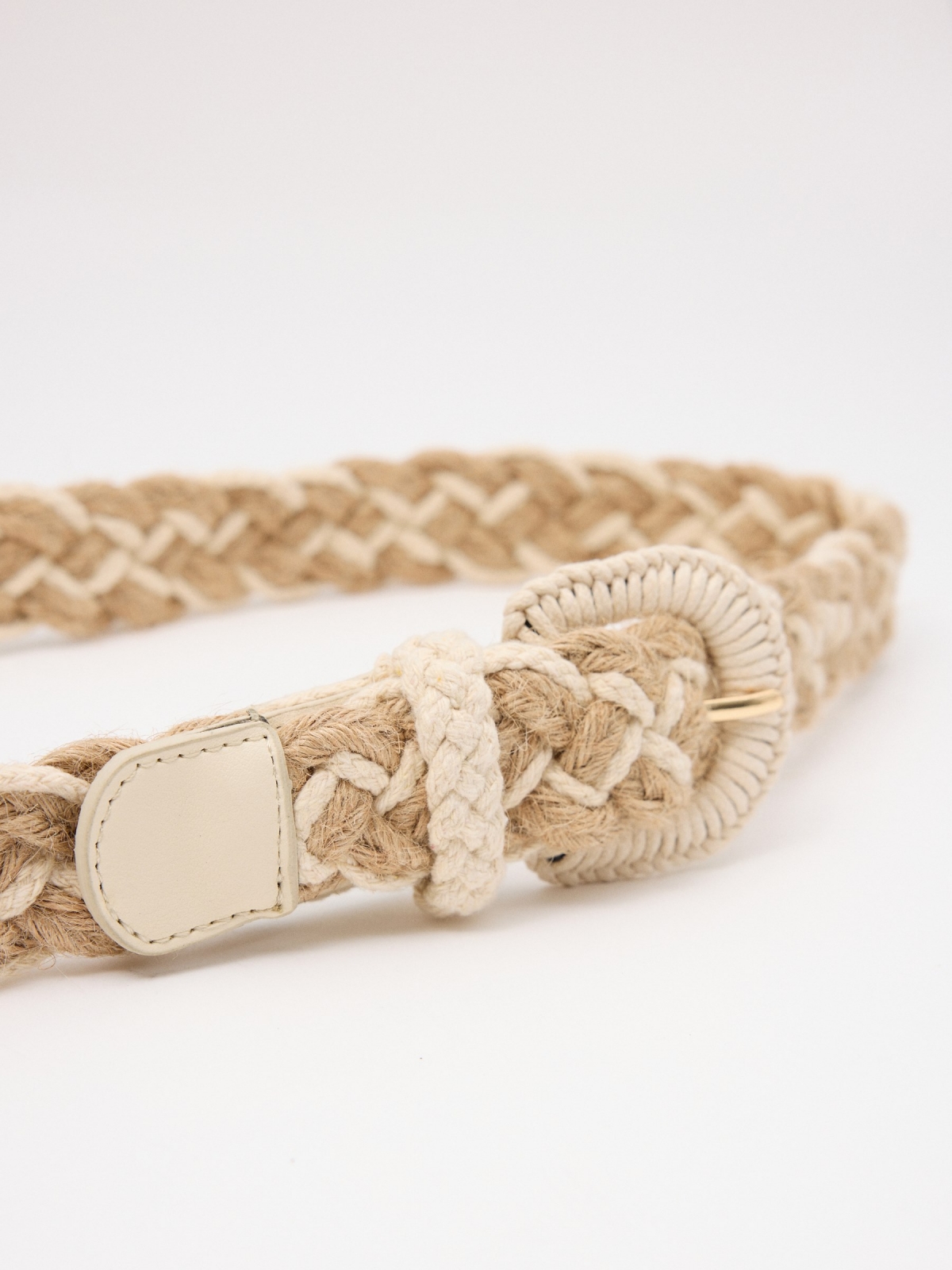 Macrame de juta de cinto bege vista detalhe