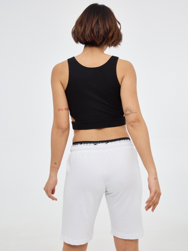 Plush bermuda shorts with elastic white middle front view