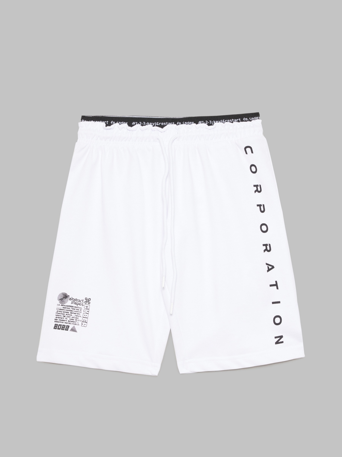 %Pto% Calções de bermudas de velo com cintura elástica branco