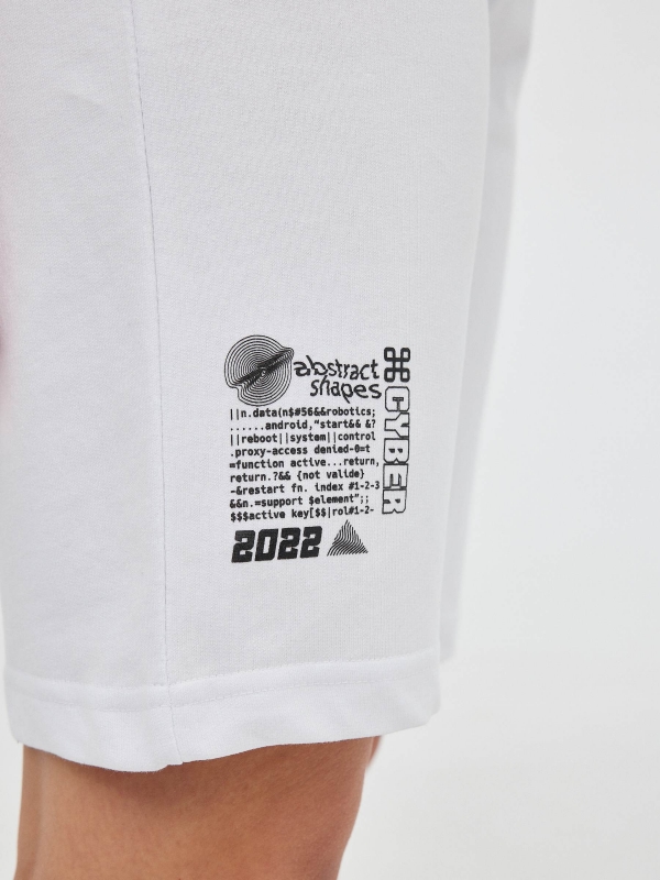 Plush bermuda shorts with elastic white detail view