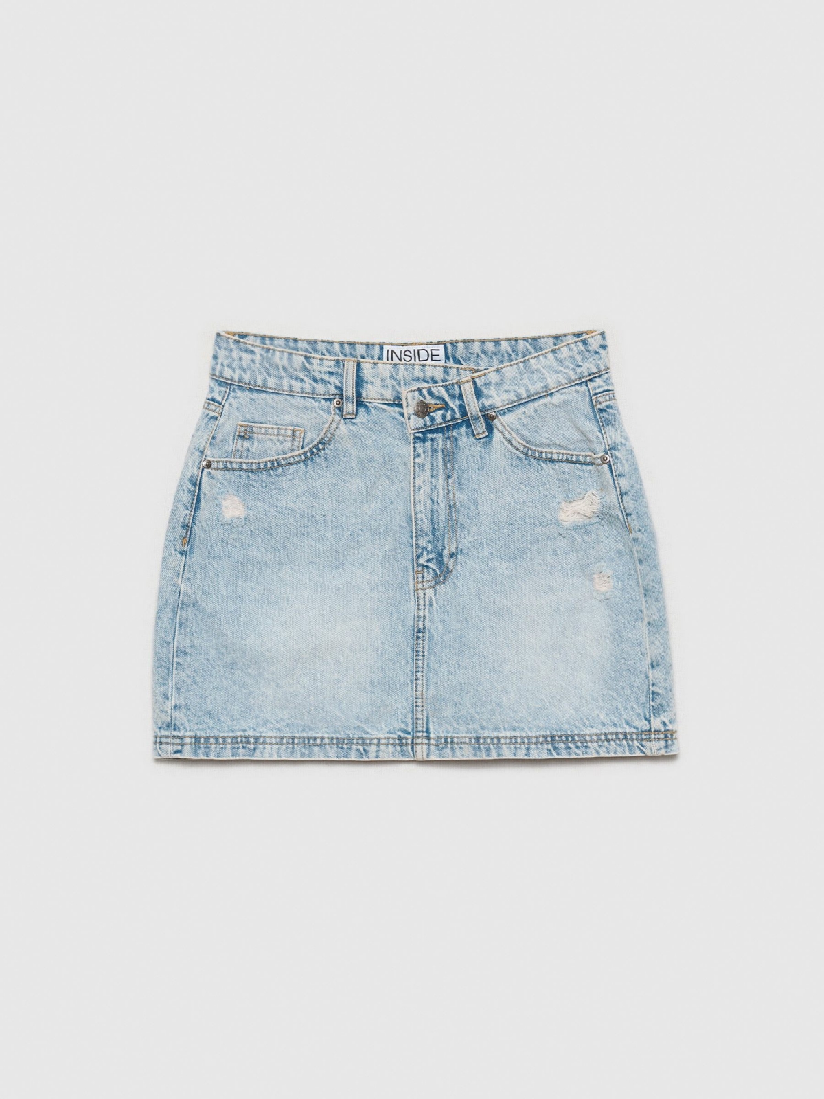 %Pto% Ripped denim mini skirt blue