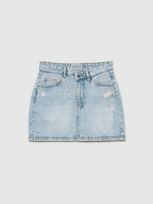  Ripped denim mini skirt blue
