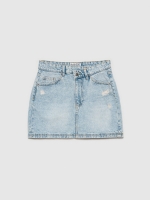%Pto% Falda mini denim con rotos azul