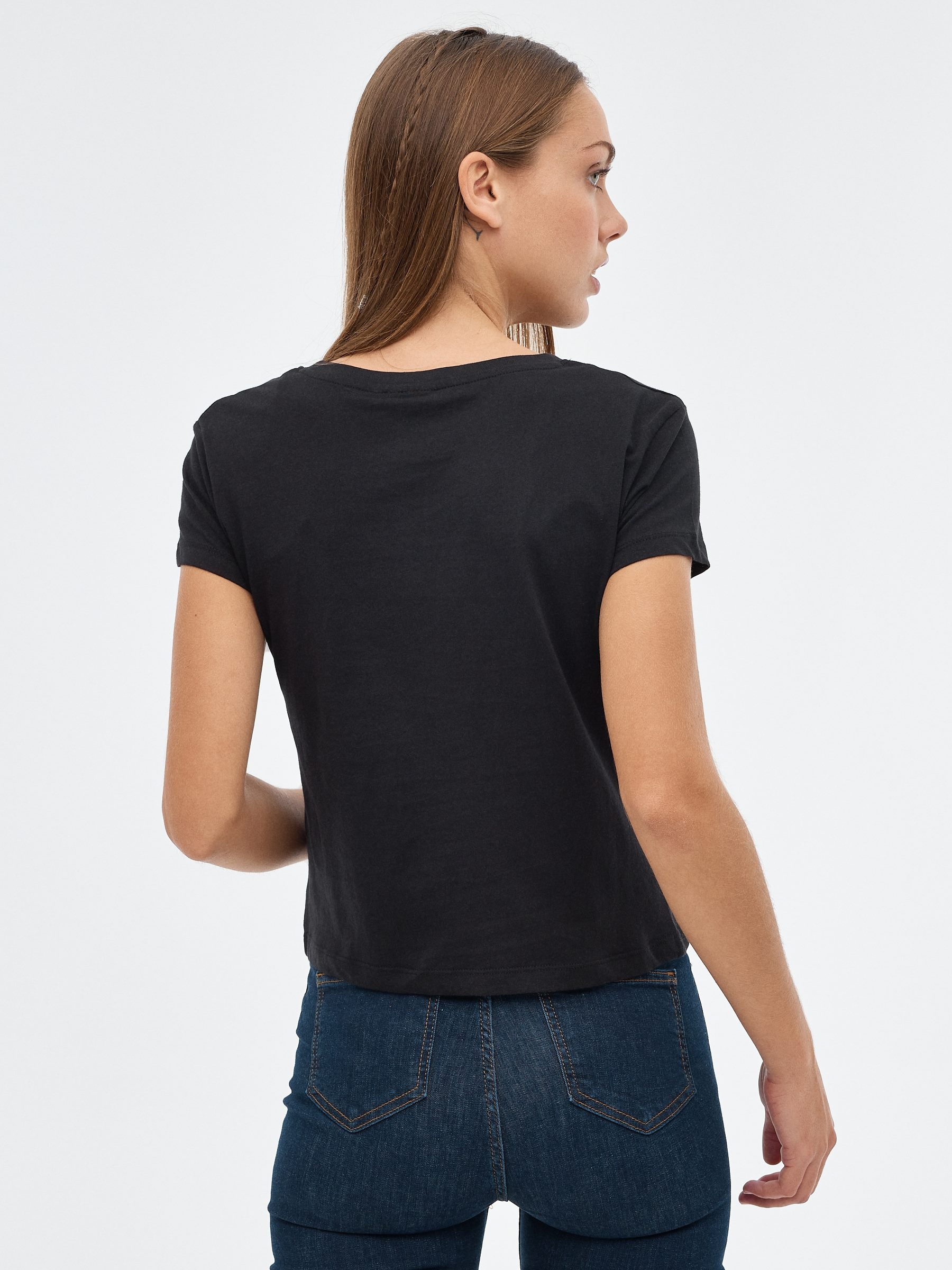 T-shirt Tom & Jerry preto vista meia frontal