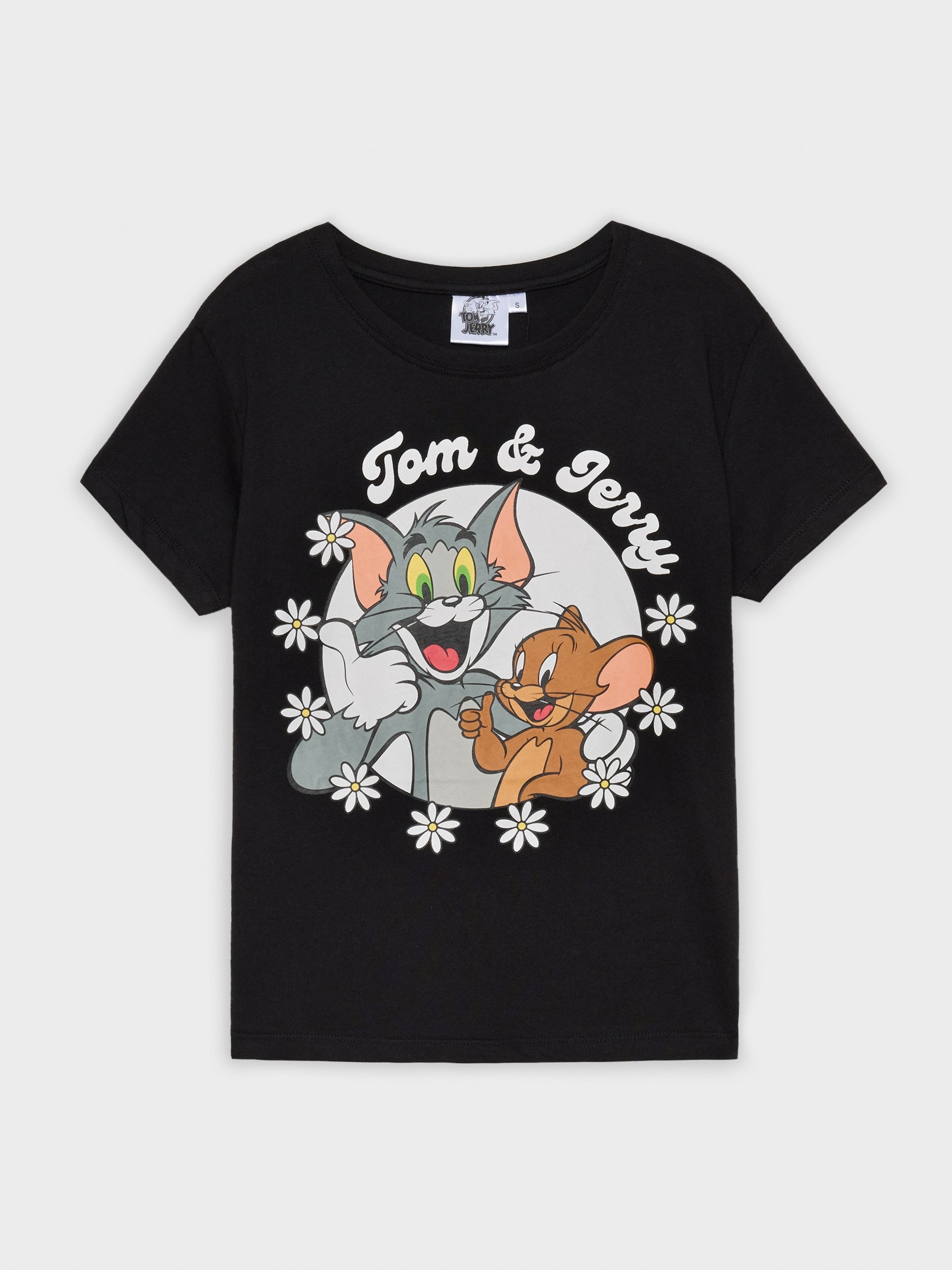 T-shirt Tom & Jerry preto vista meia frontal