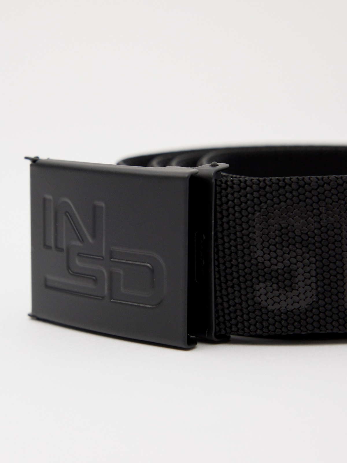 Men's elastic canvas belt black buckle