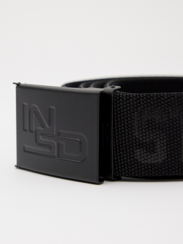 Men's elastic canvas belt black buckle