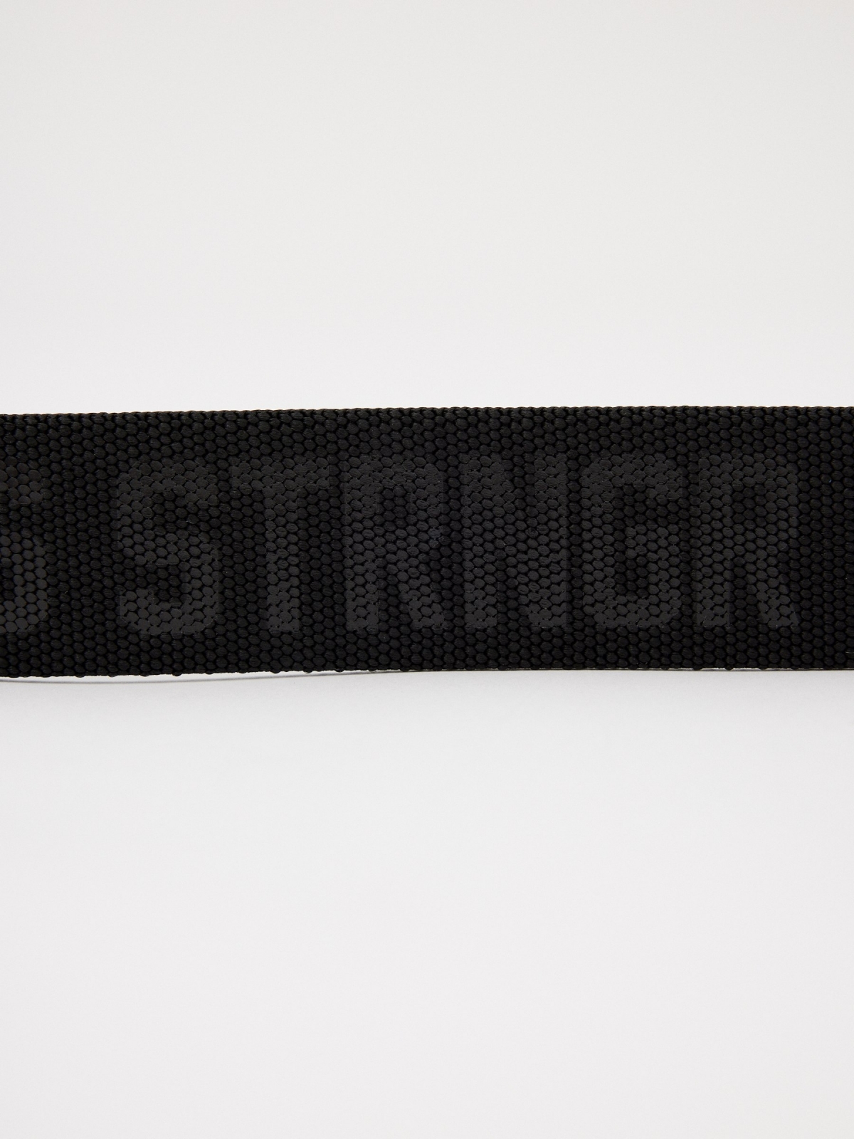 Men's elastic canvas belt black detail view