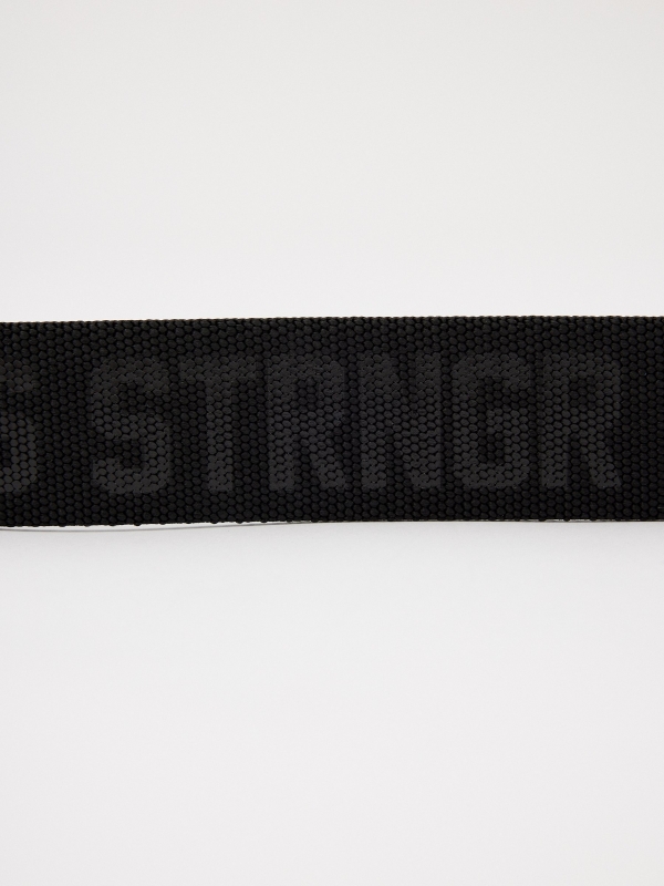 Men's elastic canvas belt black detail view
