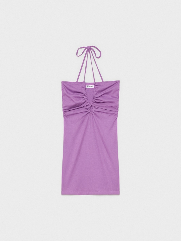  Mini slim halter dress aubergine