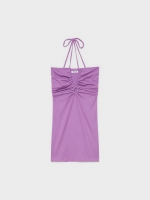 %Pto% Vestido mini slim com halteres beringela