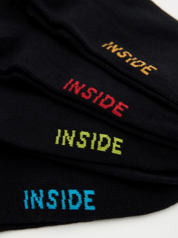 Pack 4 calcetines tobilleros negro vista trasera