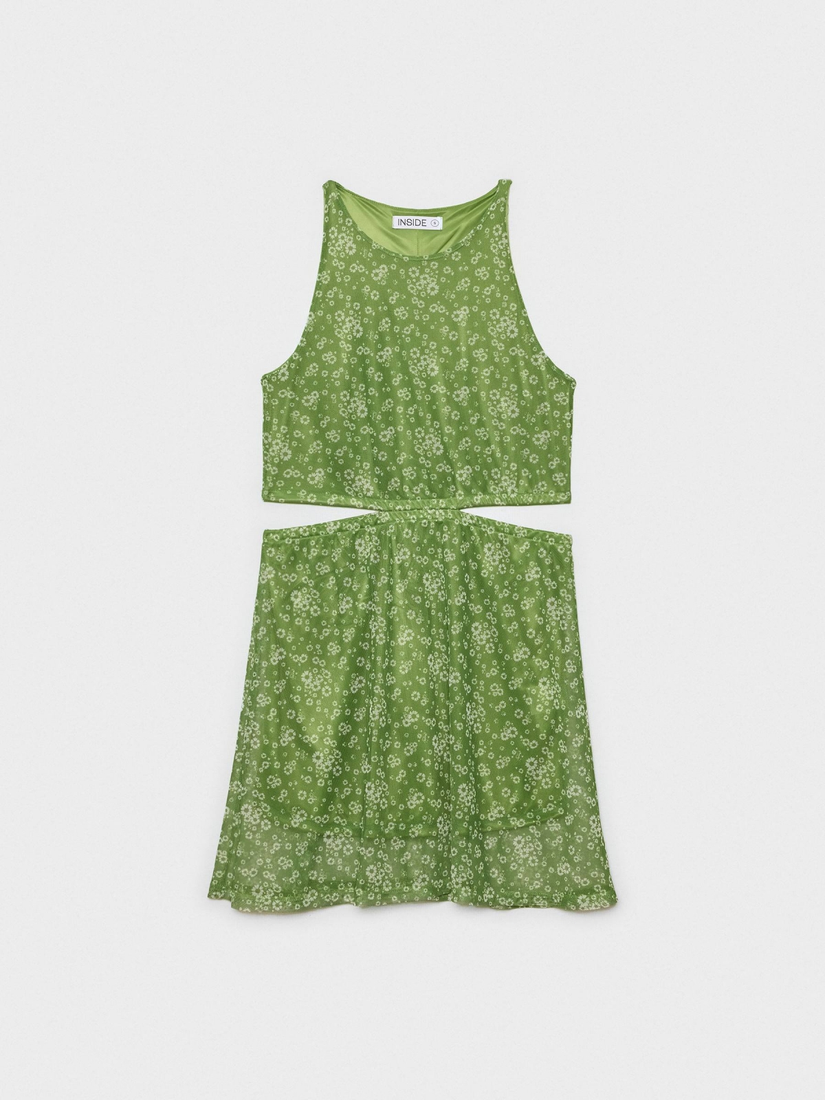 %Pto% Vestido mini flores cut out verde